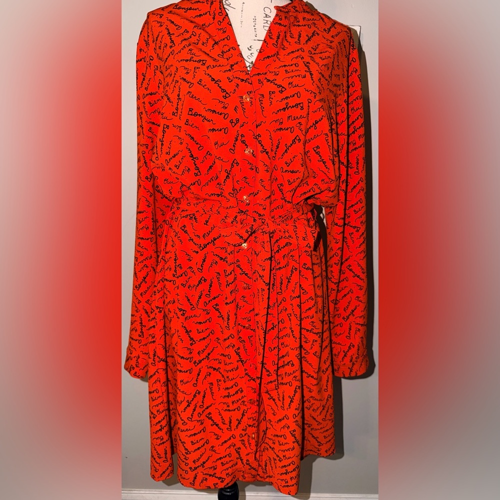 Banana Republic Vibrant Orange Parisian Flair Long Sleeve Dress - Picture 3 of 10